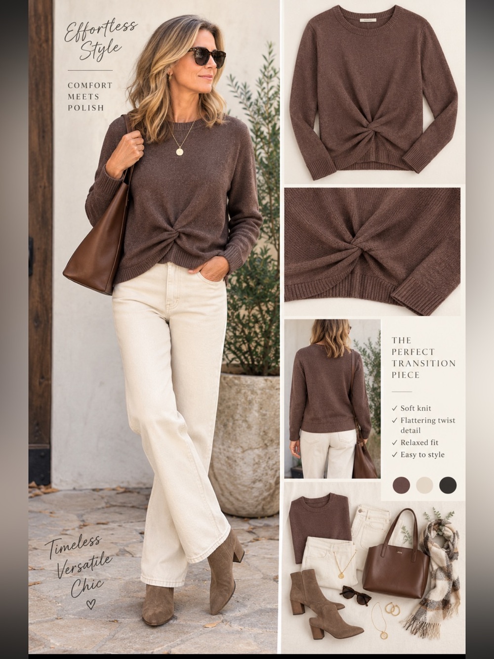 aerie Brown Knot-Front Sweatshirt